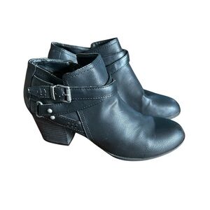 Indigo Black Ankle Boots with Strap Detail